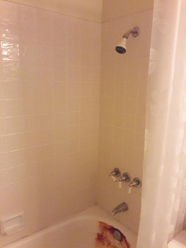 Before Re-Bath San Diego, CA renovation Rusted bathtub before liner installed