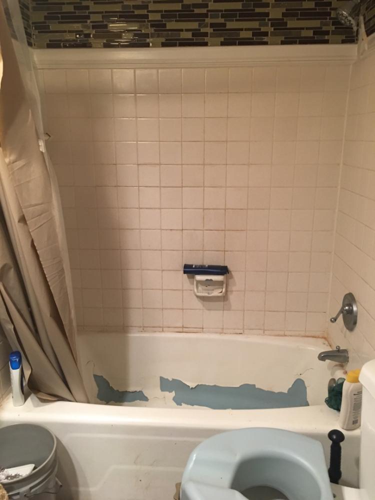 Before Re-Bath Dothan, AL outdated white tile shower renovation