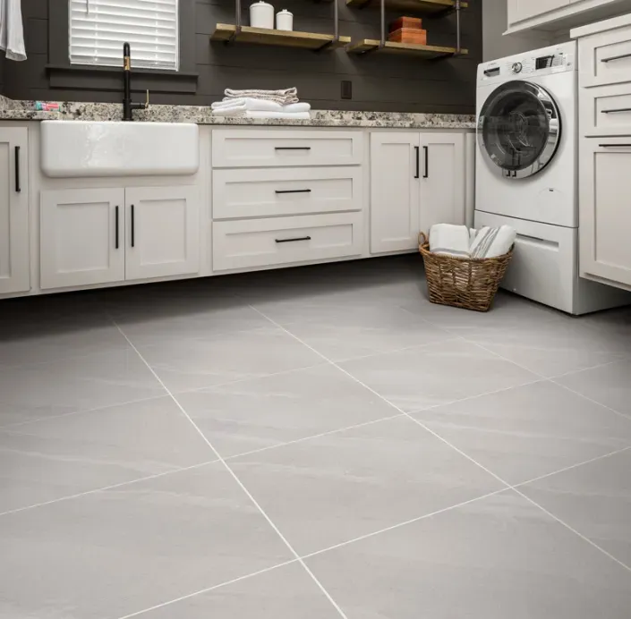 photo of laundry room with stone floor