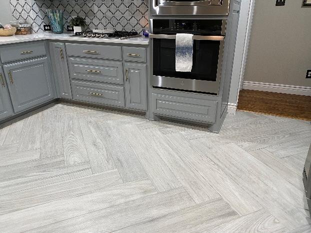 Herringbone tile kitchen