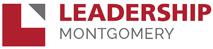 Red L with small gray triangle with the words "Leadership Montgomery"