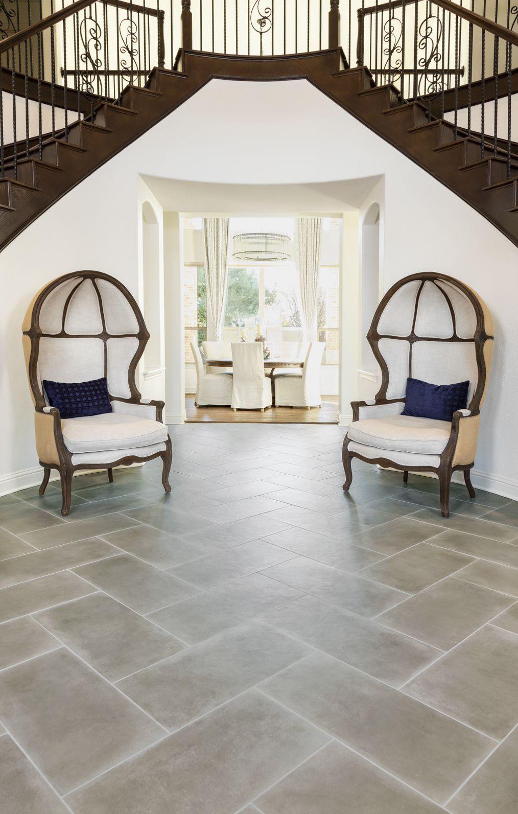 Vintage cement tile entryway