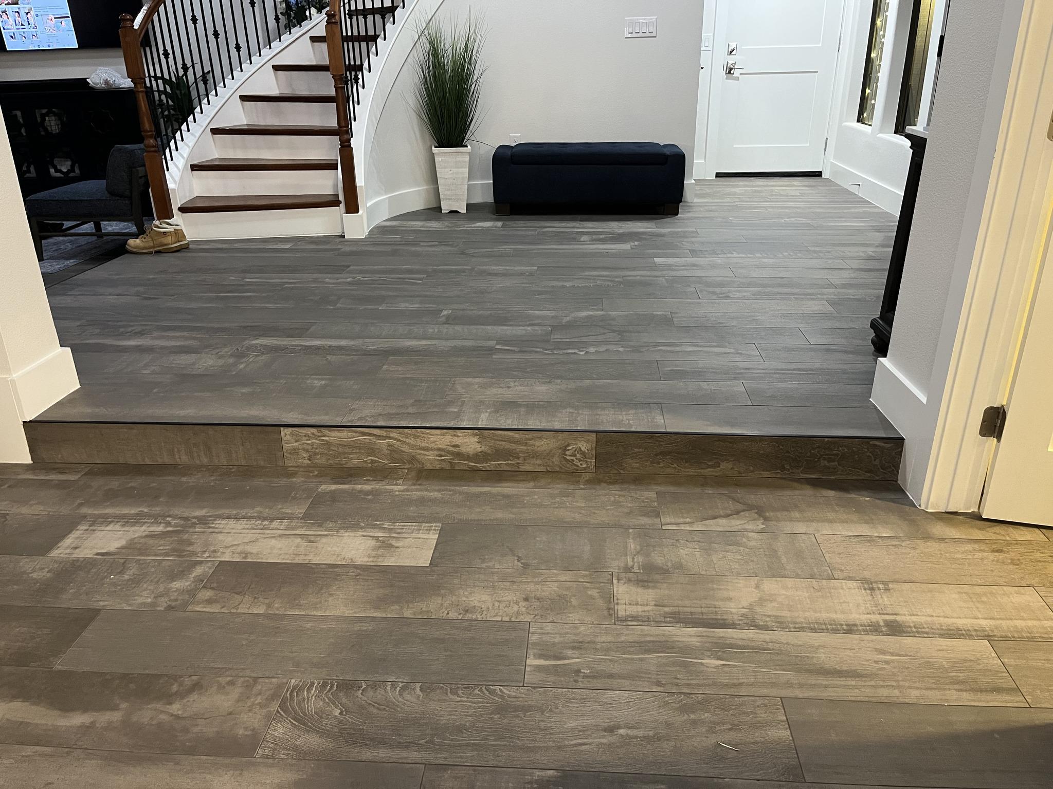 Wood-look tile flooring